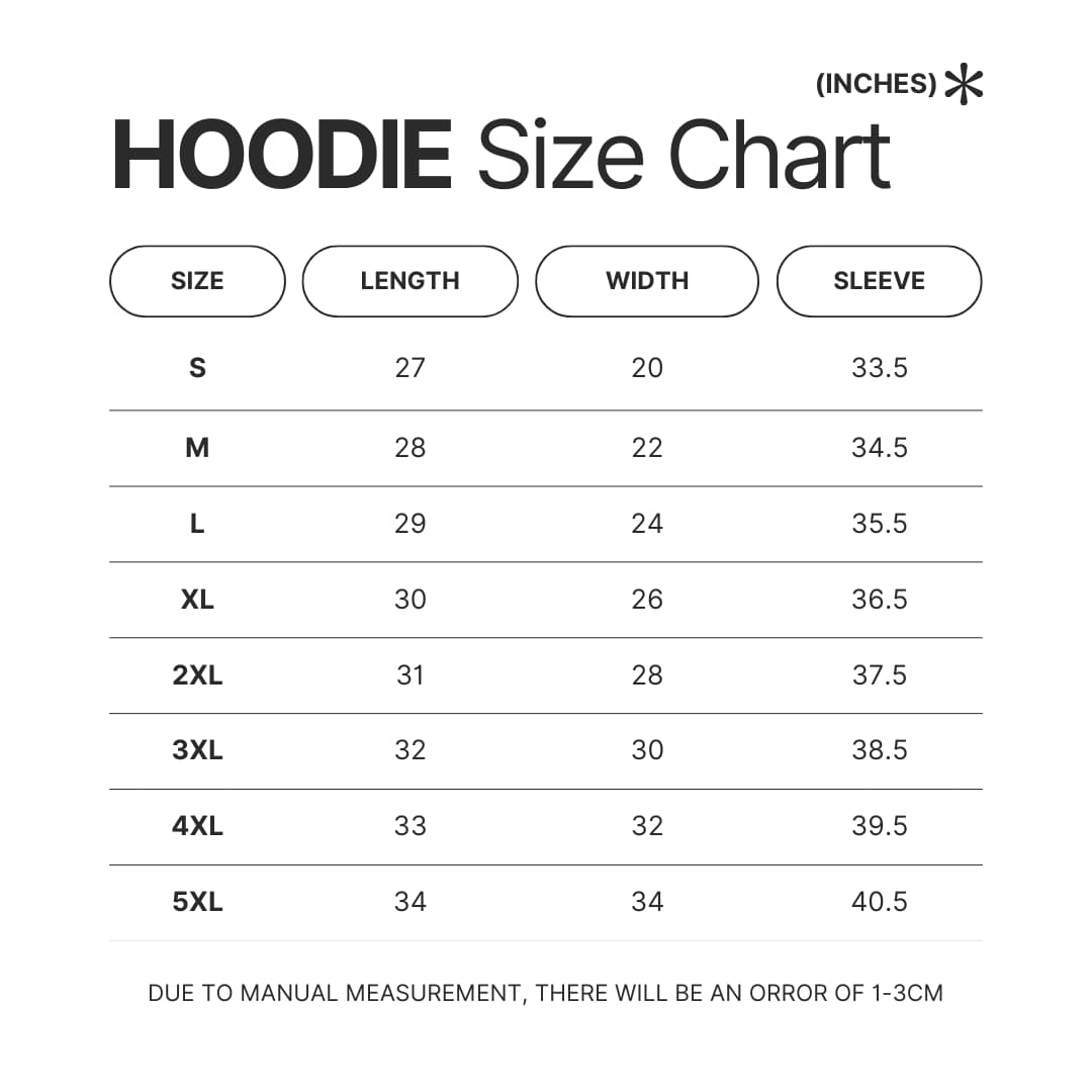 Hoodie Size Chart - Def Leppard Merch