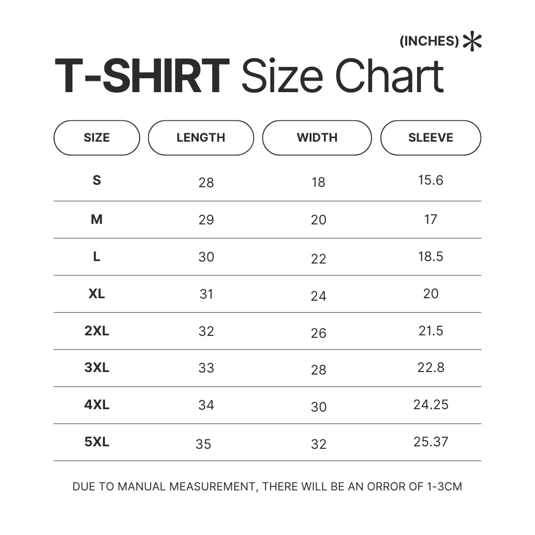 T shirt Size Chart - Def Leppard Merch