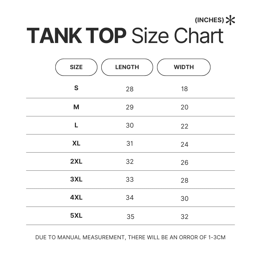 Tank Top Size Chart - Def Leppard Merch