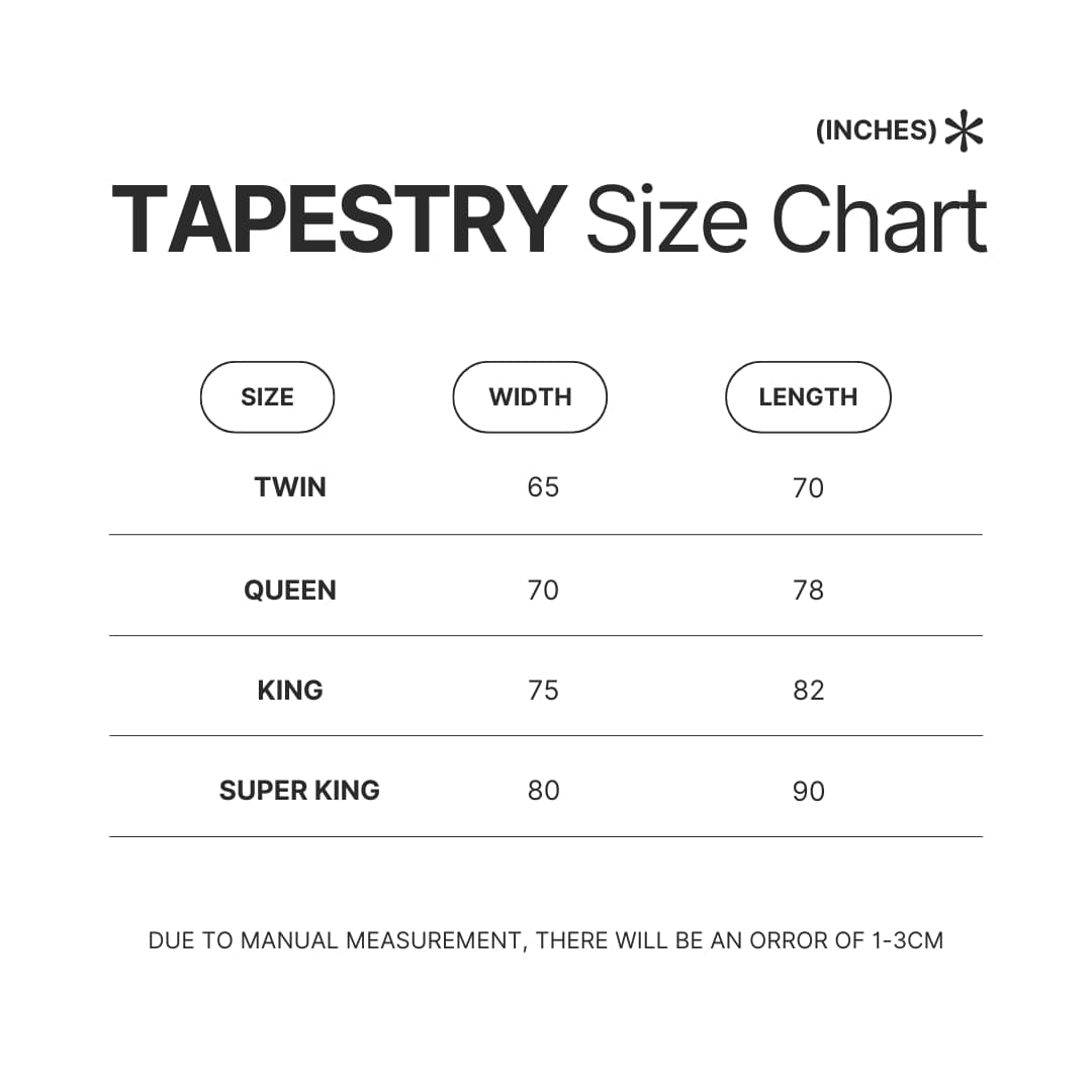 Tapestry Size Chart - Def Leppard Merch